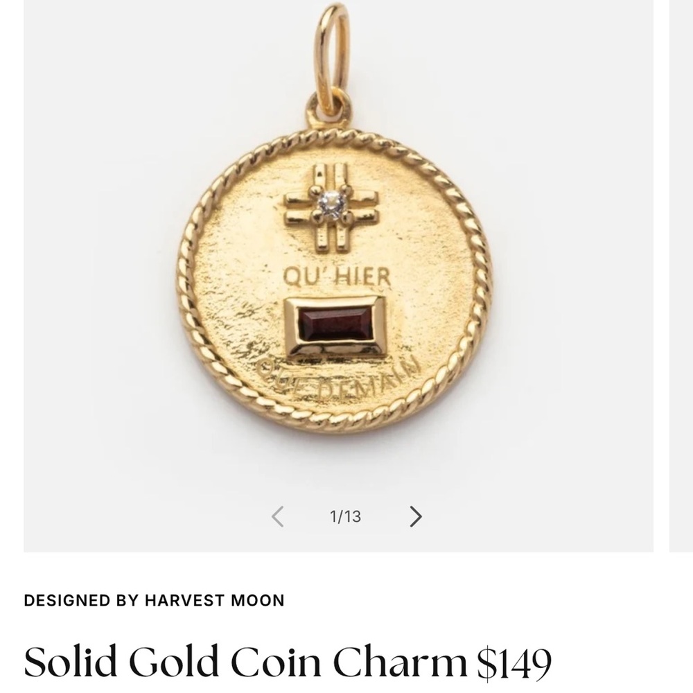 Like new Local Eclectic Qu’Hier Que Demain coin charm gold